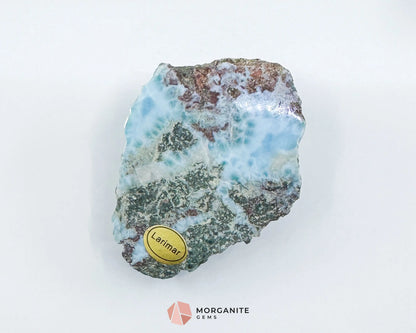Raw Larimar with One Polished Side No. 8 | Large Rare Stone of Atlantis Crystal from the Dominican Republic