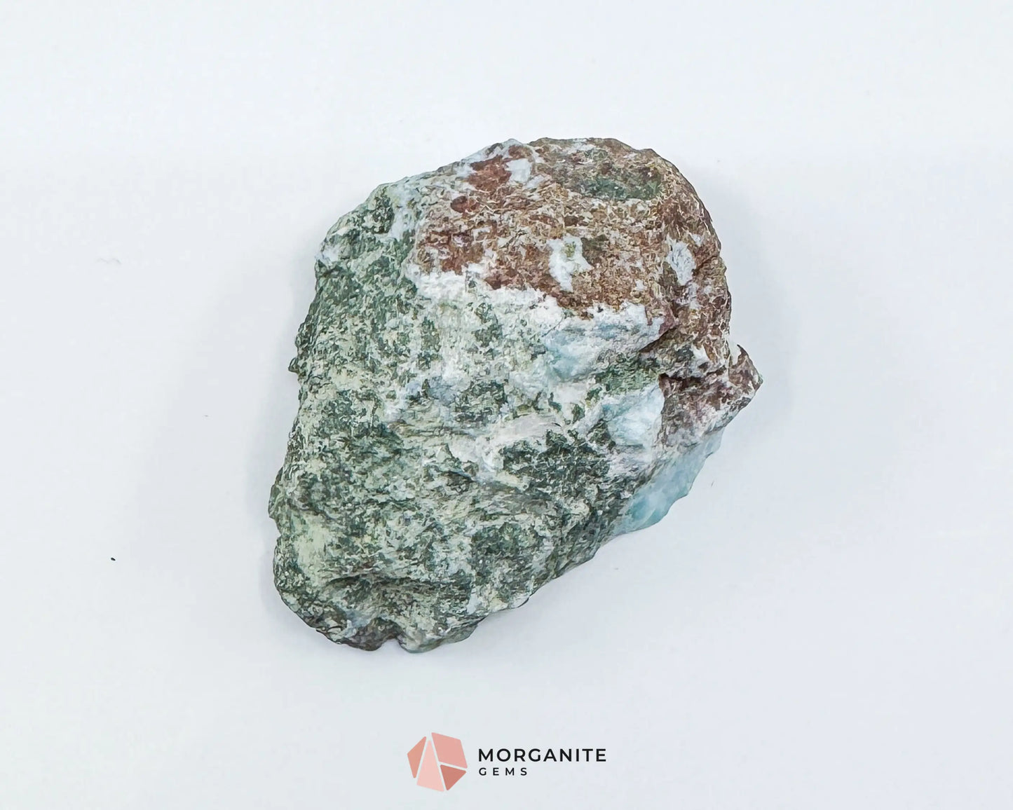 Raw Larimar with One Polished Side No. 8 | Large Rare Stone of Atlantis Crystal from the Dominican Republic