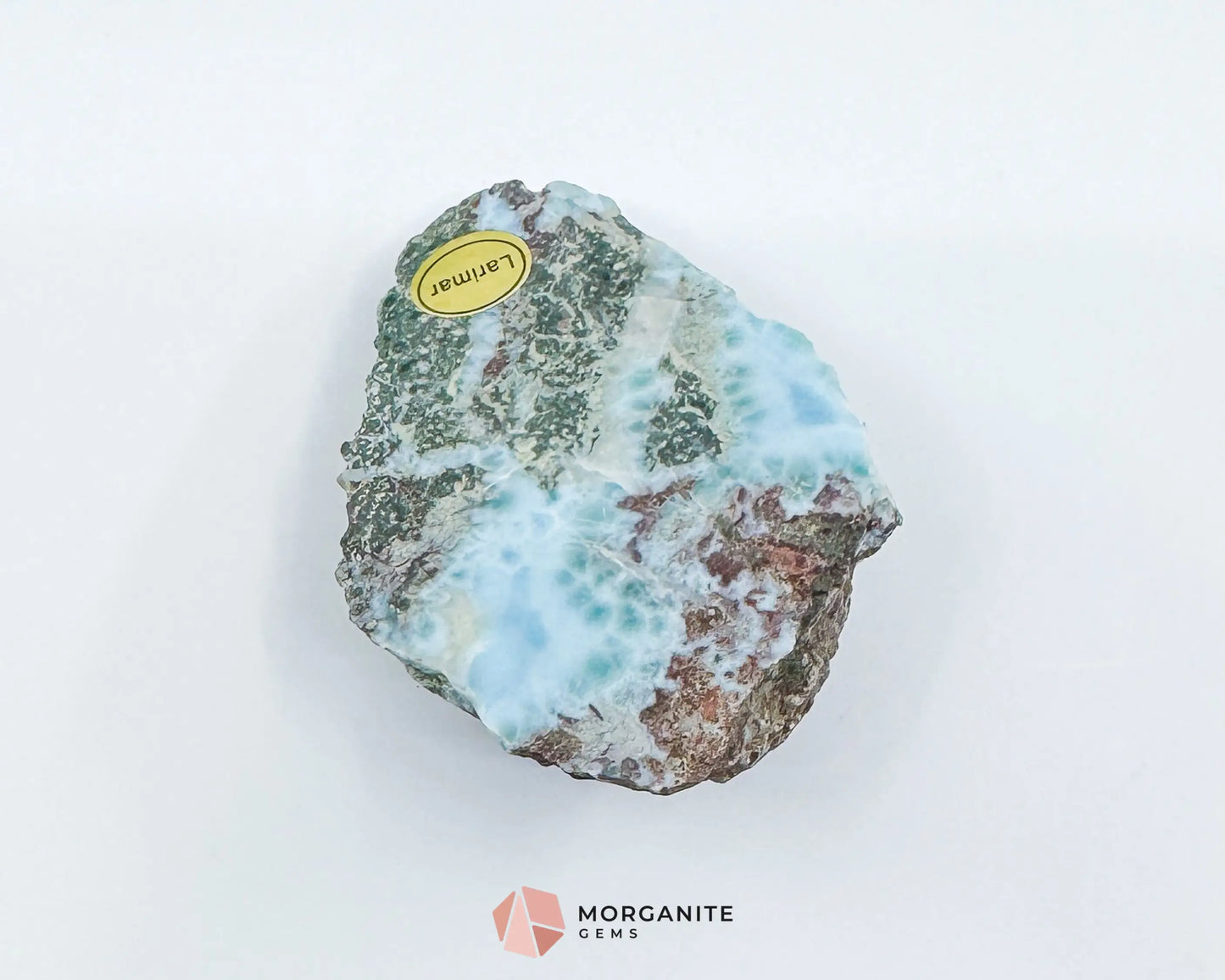 Raw Larimar with One Polished Side No. 8 | Large Rare Stone of Atlantis Crystal from the Dominican Republic