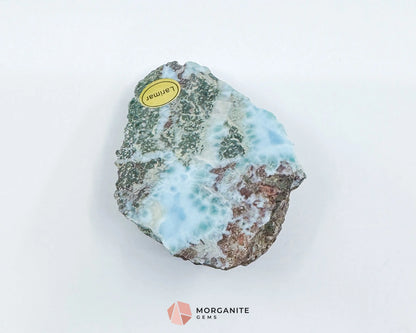 Raw Larimar with One Polished Side No. 8 | Large Rare Stone of Atlantis Crystal from the Dominican Republic