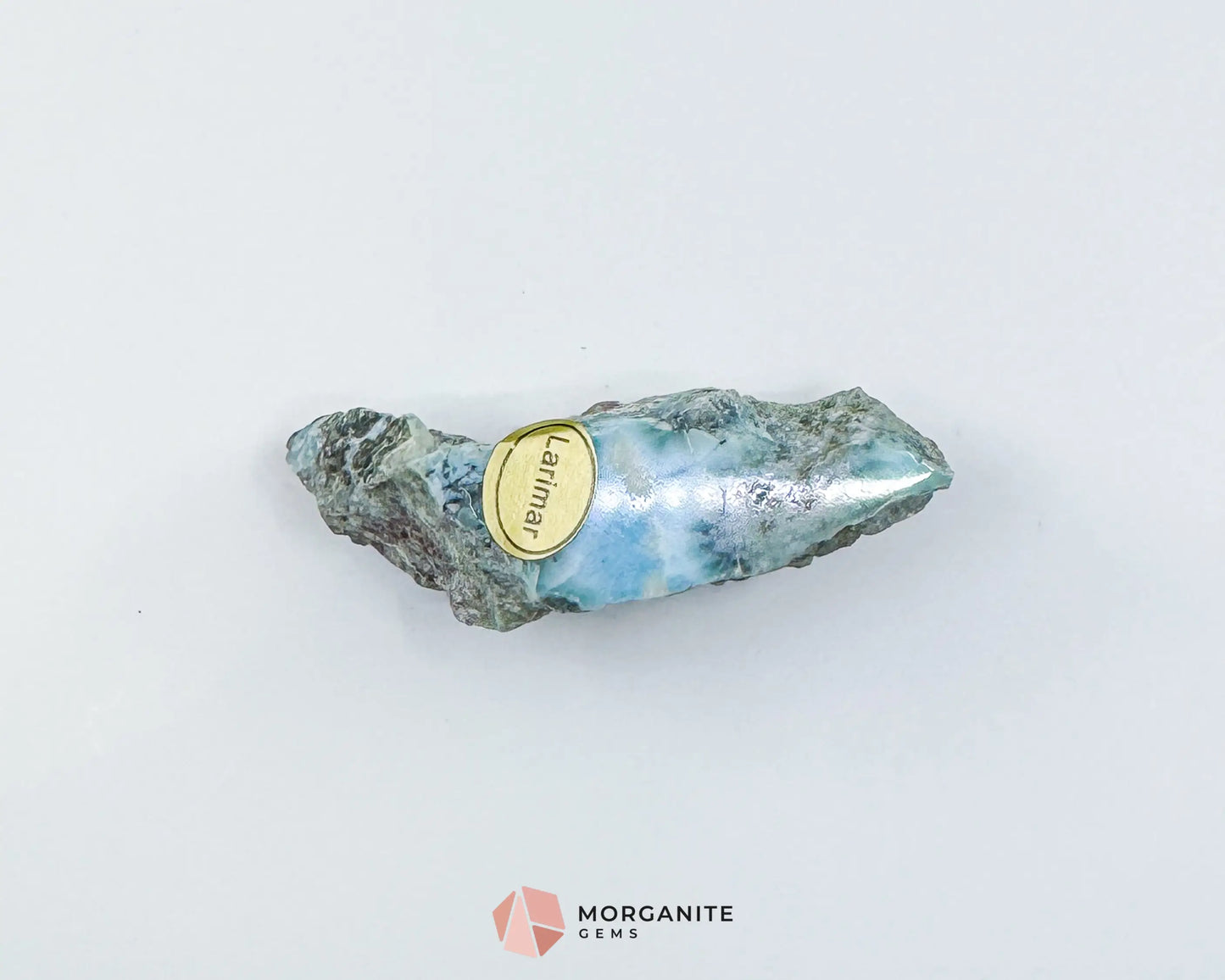 Raw Larimar with One Polished Side No. 9 | Rare Dominican Stone of Atlantis Crystal for Healing & Inner Calm