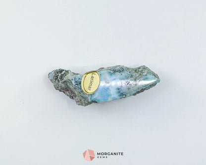 Raw Larimar with One Polished Side No. 9 | Rare Dominican Stone of Atlantis Crystal for Healing & Inner Calm