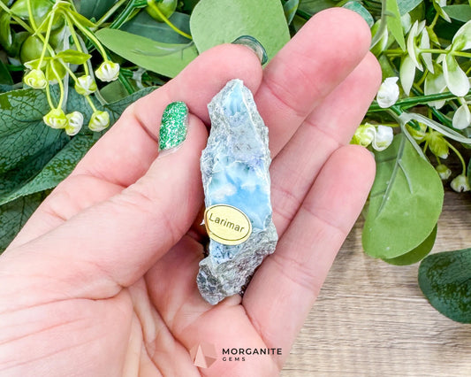 Raw Larimar with One Polished Side No. 9 | Rare Dominican Stone of Atlantis Crystal for Healing & Inner Calm