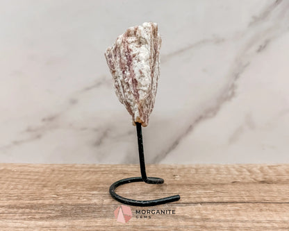 Raw Pink and White Tourmaline on Metal Stand – Healing Crystal for Love, Balance & Emotional Support-Morganite Gems