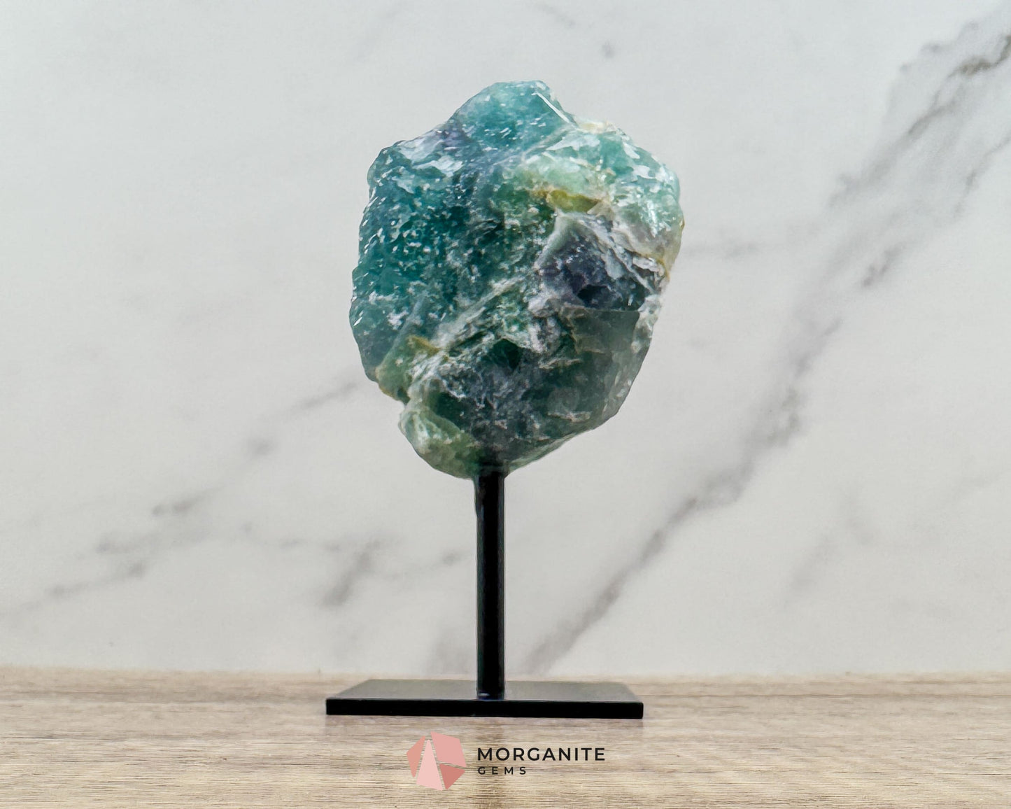 Raw Rainbow Fluorite on Metal Stand – Natural Crystal for Clarity & Energy - Metaphysical Crystals