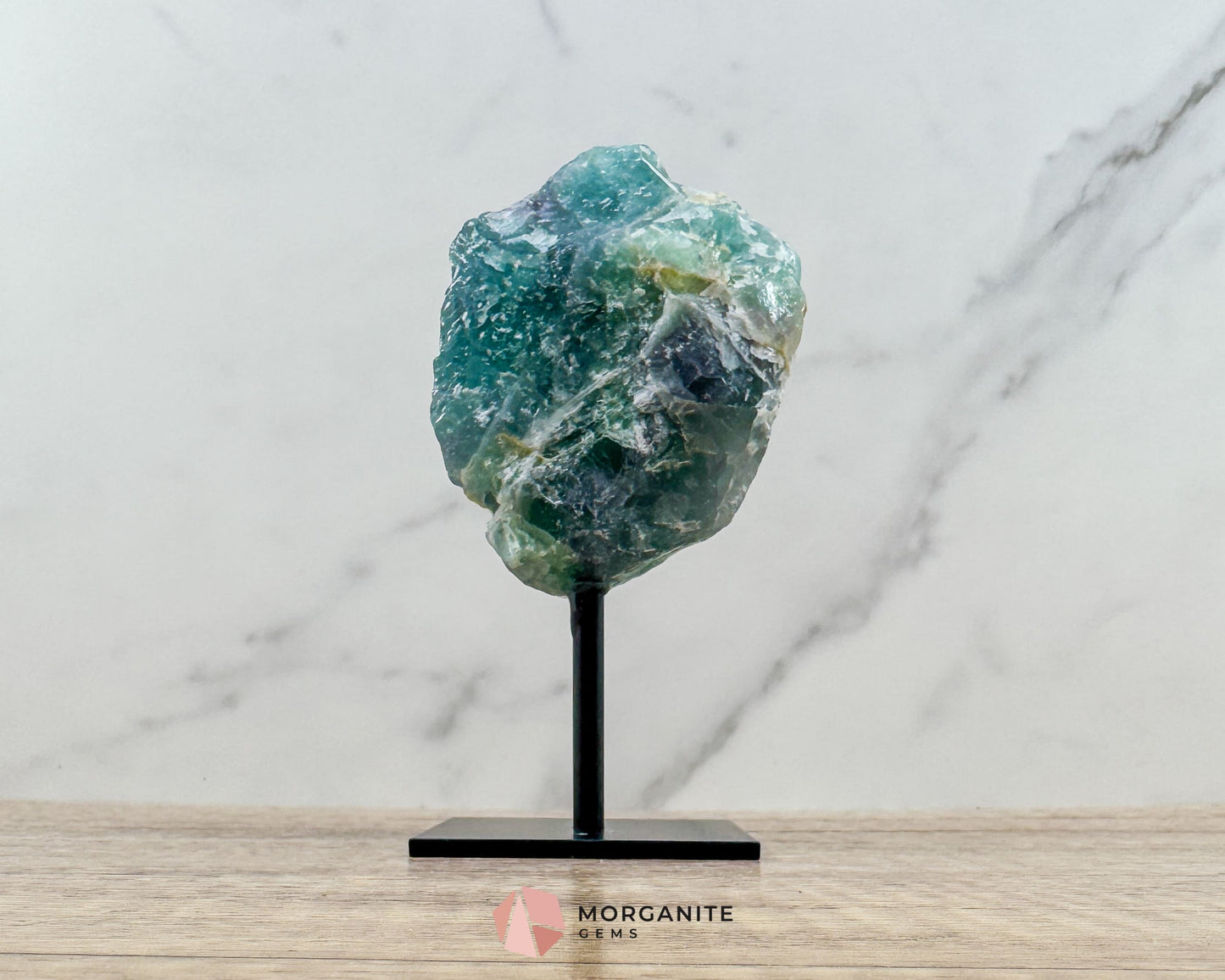 Raw Rainbow Fluorite on Metal Stand – Natural Crystal for Clarity & Energy - Metaphysical Crystals