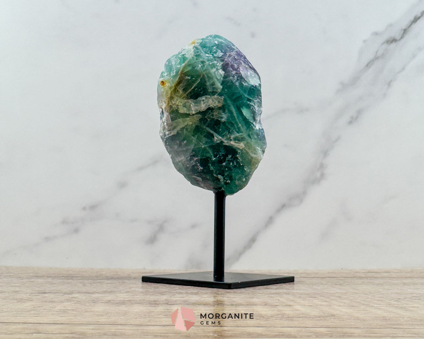 Raw Rainbow Fluorite on Metal Stand – Natural Crystal for Clarity & Energy - Metaphysical Crystals