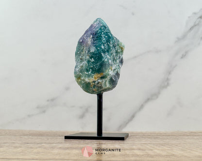 Raw Rainbow Fluorite on Metal Stand – Natural Crystal for Clarity & Energy - Metaphysical Crystals