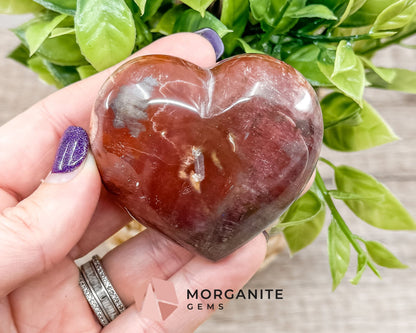 Red Agate Heart – Grounding and Protective Crystal for Emotional Strength and Balance-Morganite Gems