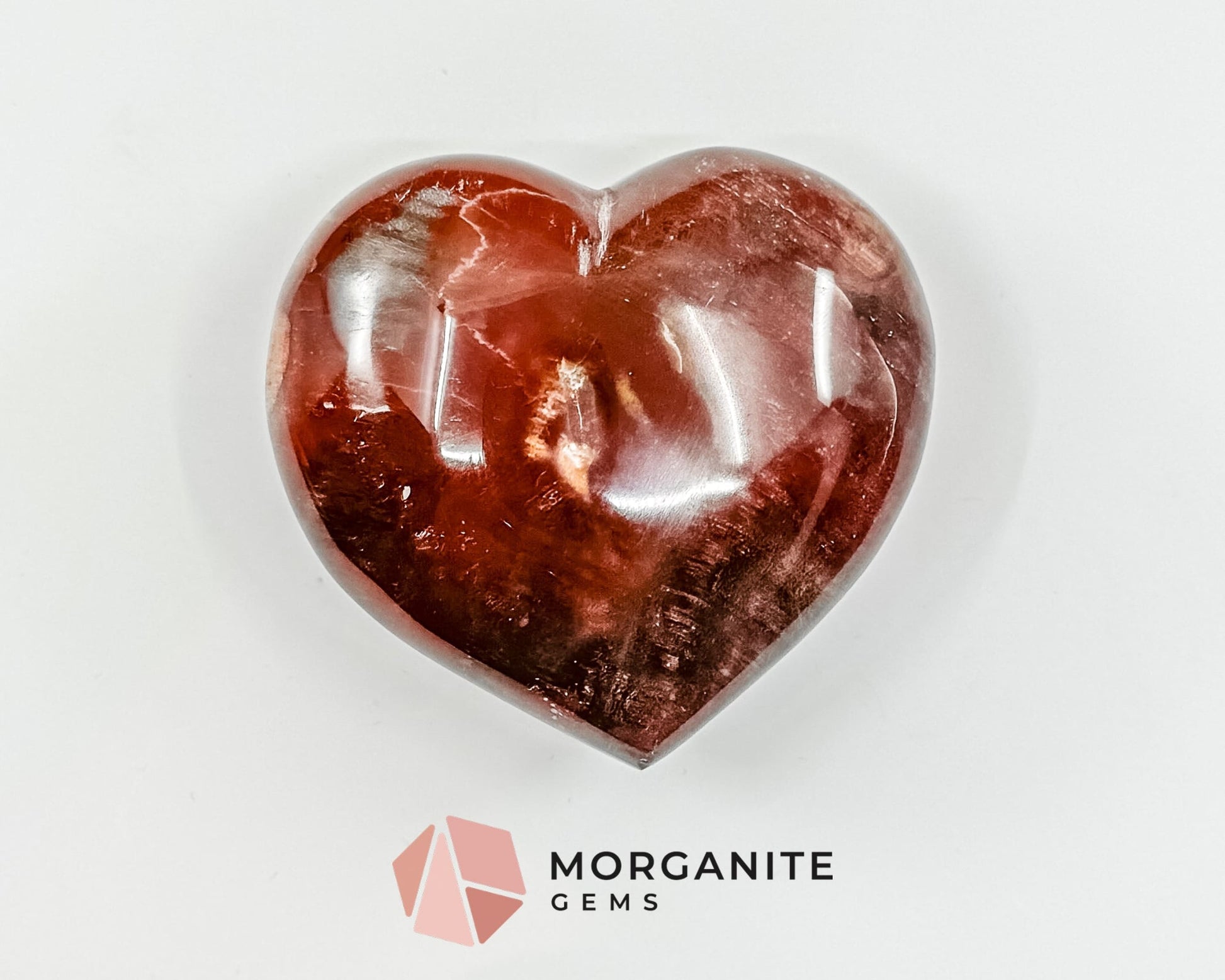 Red Agate Heart – Grounding and Protective Crystal for Emotional Strength and Balance-Morganite Gems