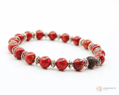 Red Coral and Lava Bracelet-Morganite Gems