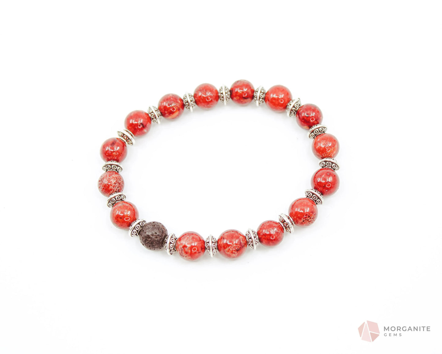 Red Coral and Lava Bracelet-Morganite Gems