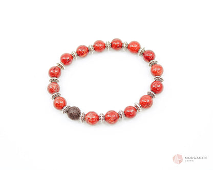 Red Coral and Lava Bracelet-Morganite Gems