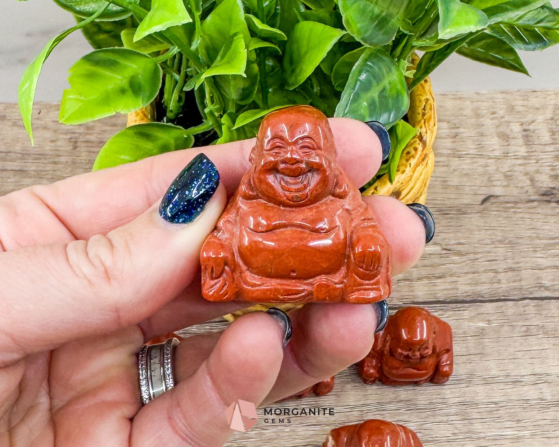 Red Jasper Fat Belly Buddha Maitreya Carving – Handcrafted Symbol of Prosperity-Morganite Gems