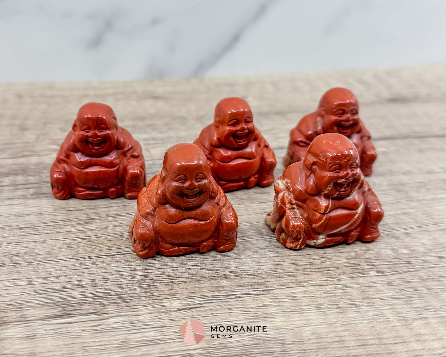 Red Jasper Fat Belly Buddha Maitreya Carving – Handcrafted Symbol of Prosperity-Morganite Gems