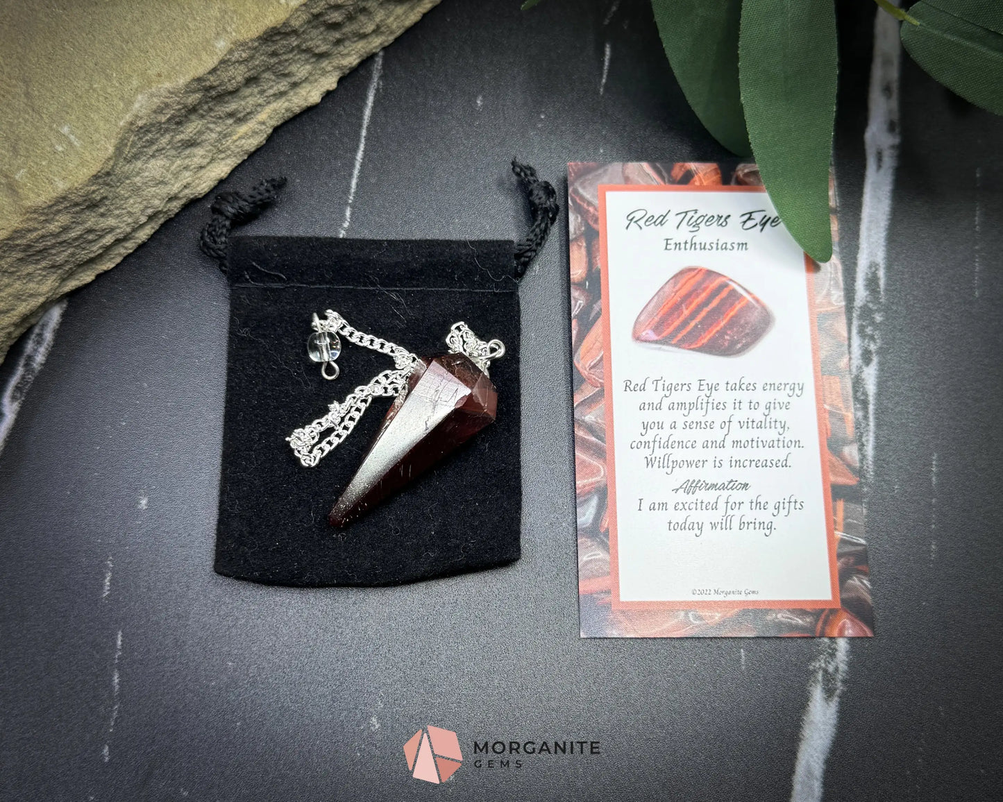 Red Tiger’s Eye Crystal Pendulum for Motivation Passion & Focus - Metaphysical Crystals