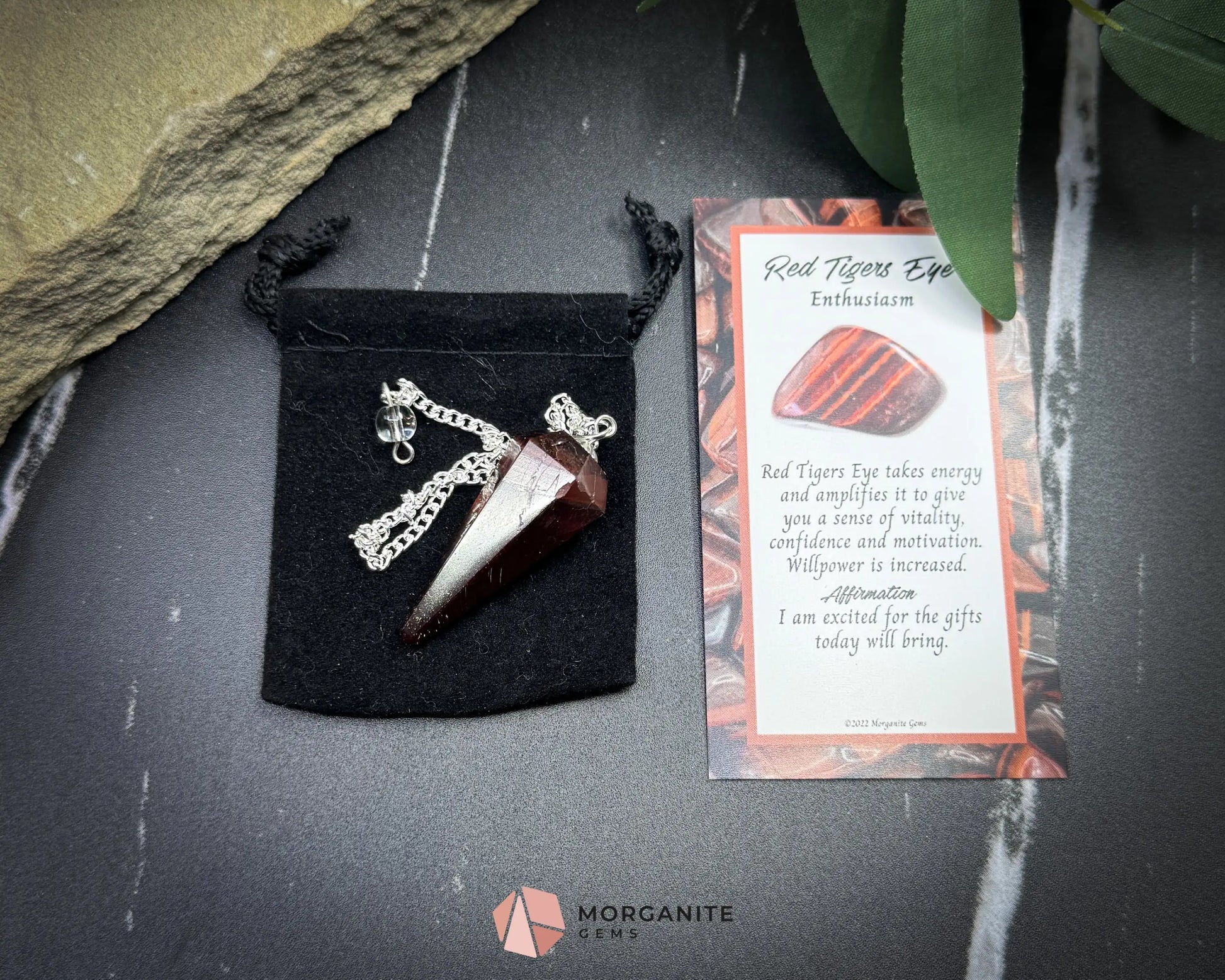 Red Tiger’s Eye Crystal Pendulum for Motivation Passion & Focus - Metaphysical Crystals