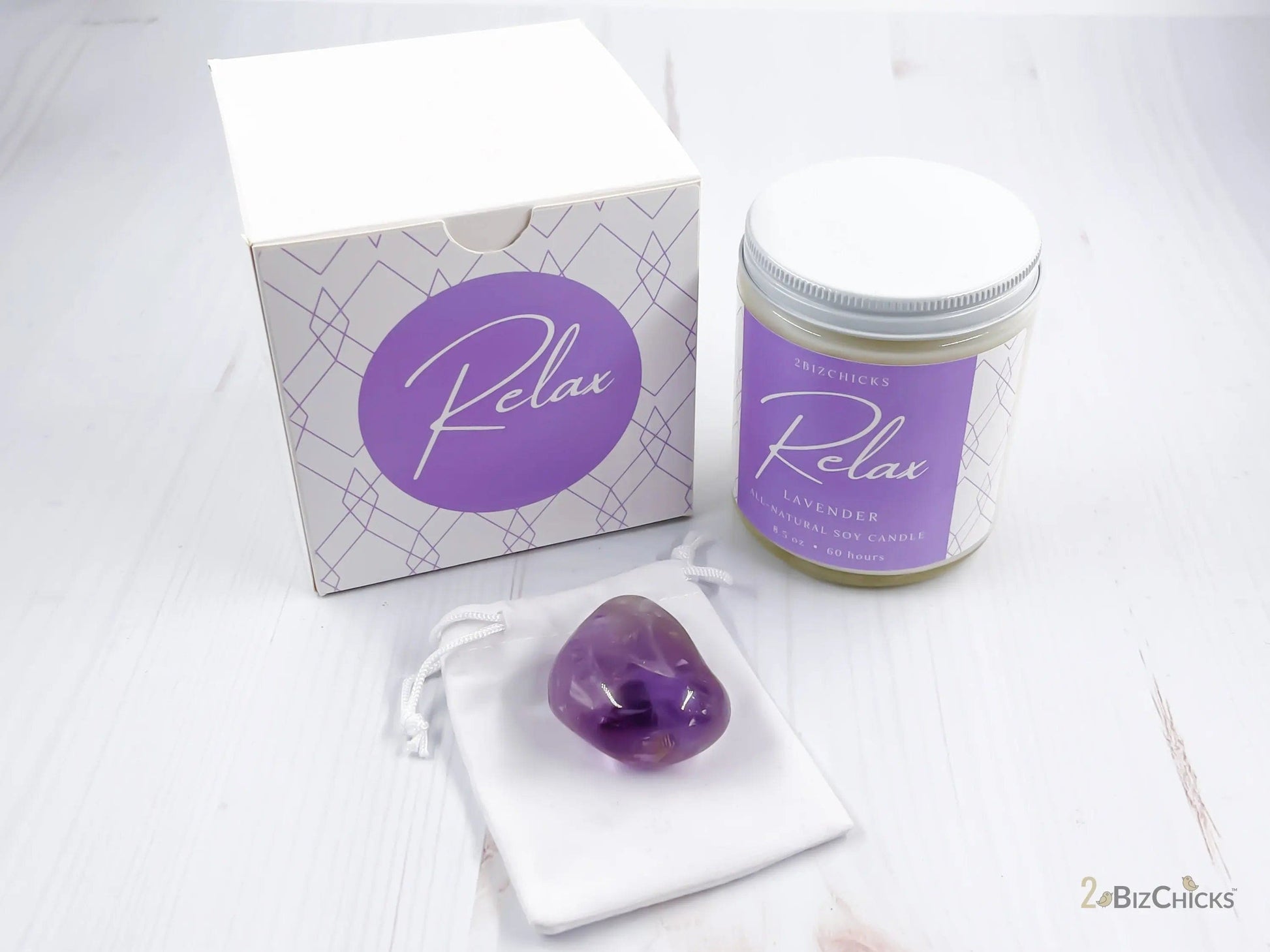 Relax Scented Candle with Crystal-Morganite Gems