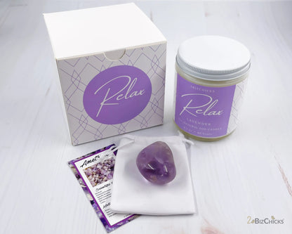 Relax Scented Candle with Crystal-Morganite Gems