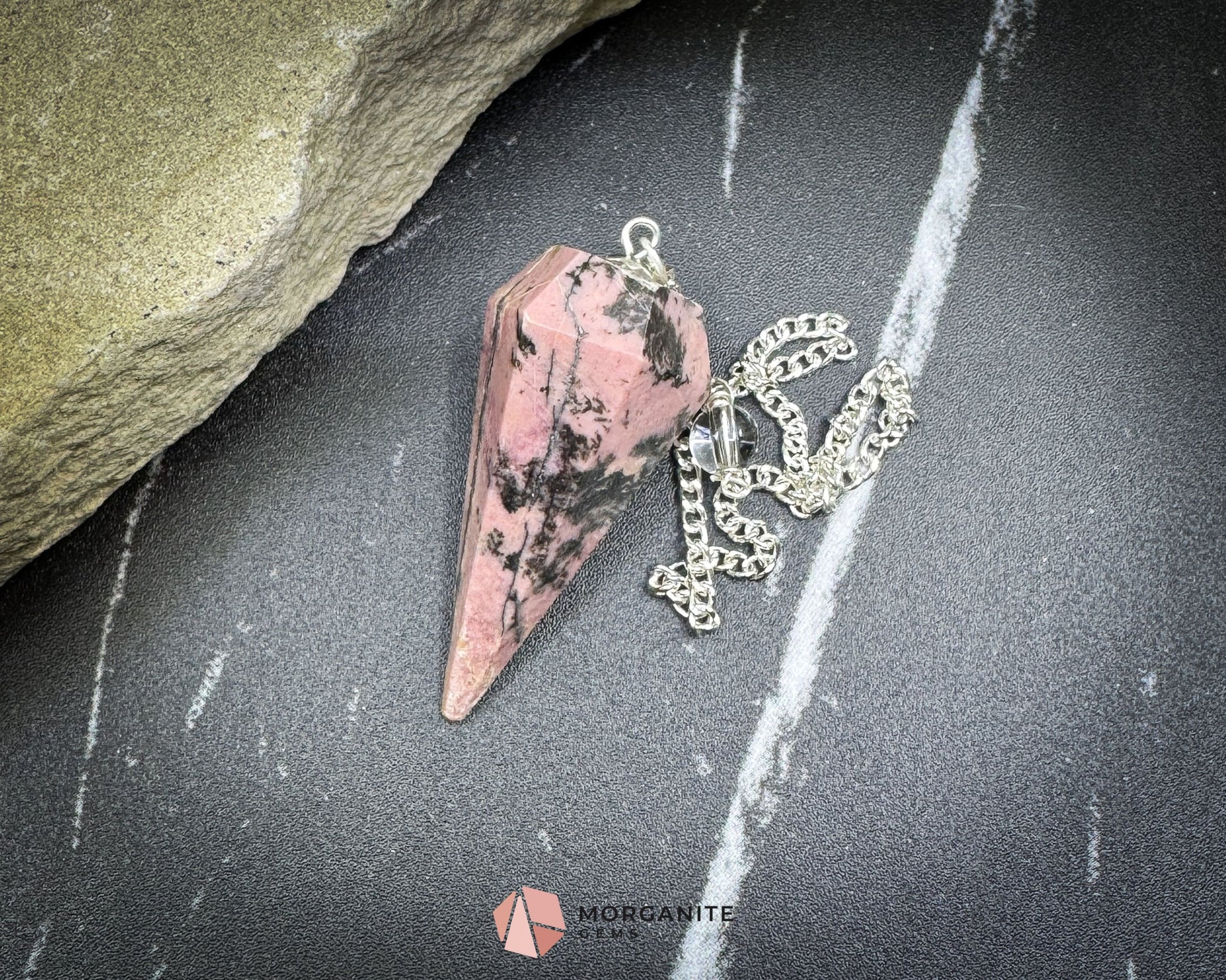 Rhodonite Pendulum for Love Emotional Healing & Heart Balance - Metaphysical Crystals