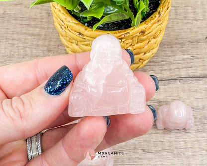 Rose Quartz Fat Belly Buddha Maitreya Carving – A Symbol of Love and Abundance-Morganite Gems