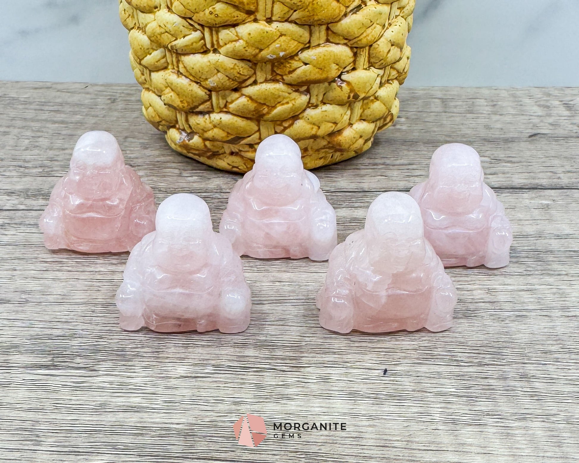 Rose Quartz Fat Belly Buddha Maitreya Carving – A Symbol of Love and Abundance-Morganite Gems