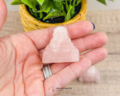 Rose Quartz Fat Belly Buddha Maitreya Carving – A Symbol of Love and Abundance-Morganite Gems