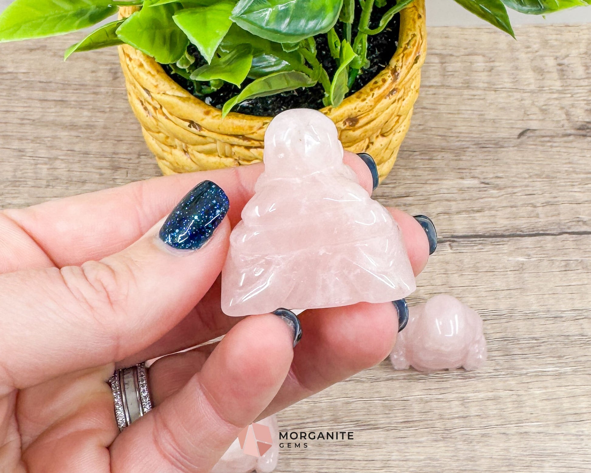 Rose Quartz Fat Belly Buddha Maitreya Carving – A Symbol of Love and Abundance-Morganite Gems