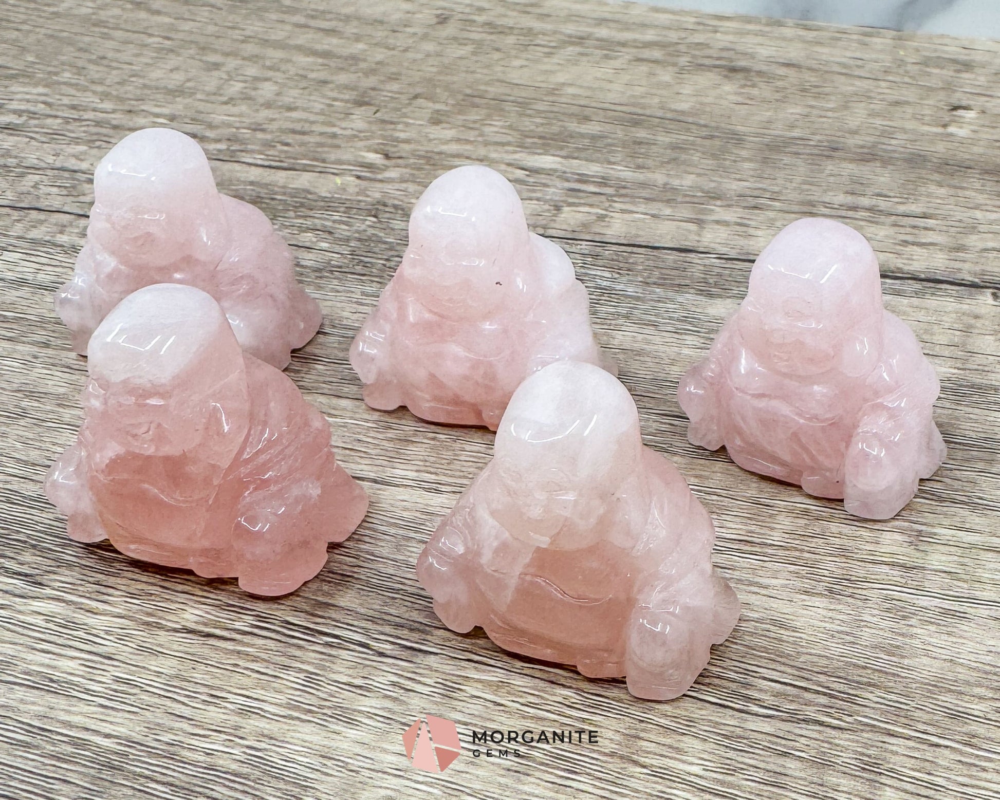 Rose Quartz Fat Belly Buddha Maitreya Carving – A Symbol of Love and Abundance-Morganite Gems