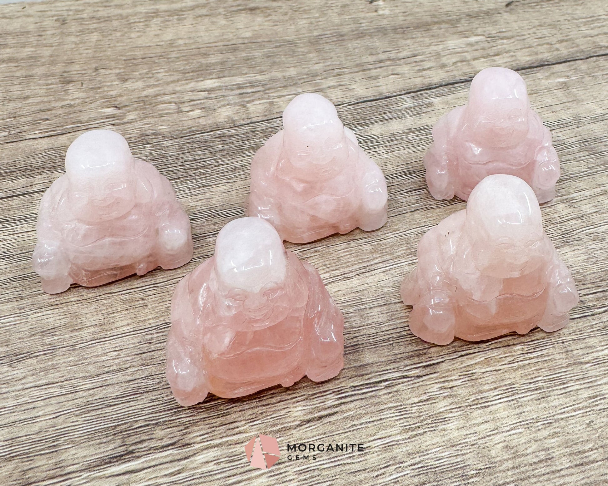 Rose Quartz Fat Belly Buddha Maitreya Carving – A Symbol of Love and Abundance-Morganite Gems