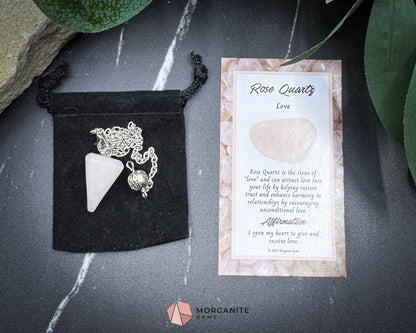 Rose Quartz Pendulum for Love & Heart Chakra Healing - Metaphysical Crystals