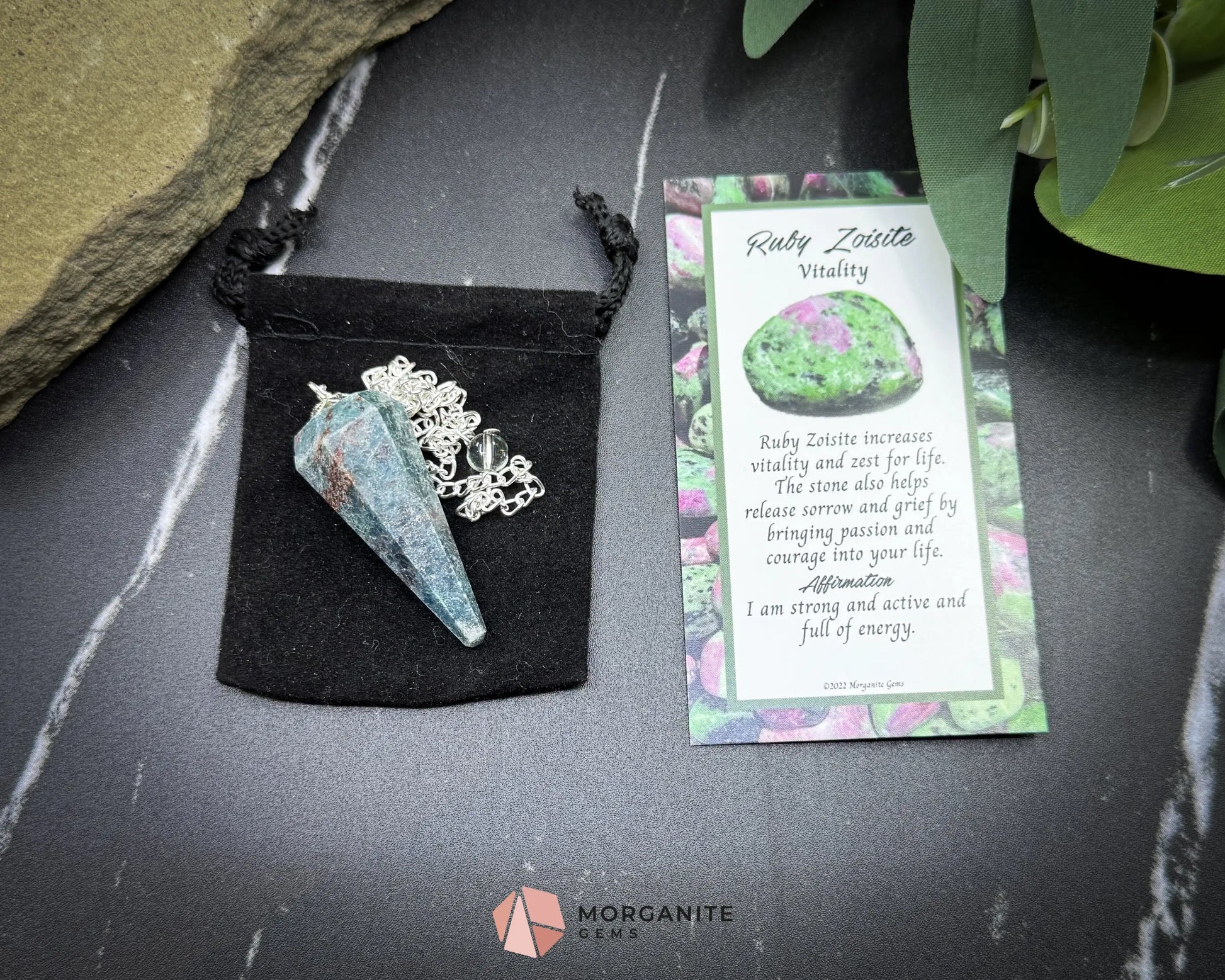 Ruby Zoisite Crystal Pendulum for Passion & Emotional Healing - Metaphysical Crystals