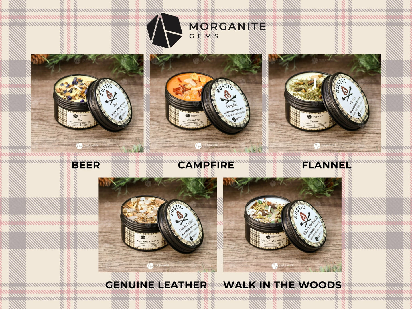 Rustic Candles for Men-Morganite Gems