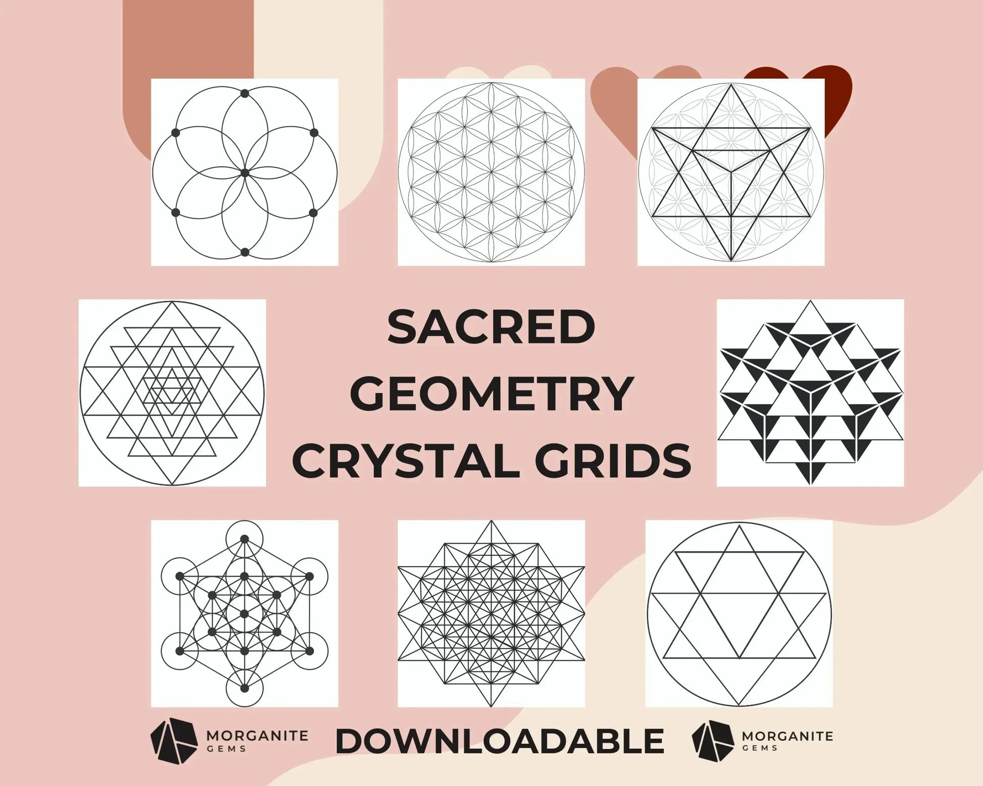 Sacred Geometry | Digital Download | Crystal Grid-Morganite Gems