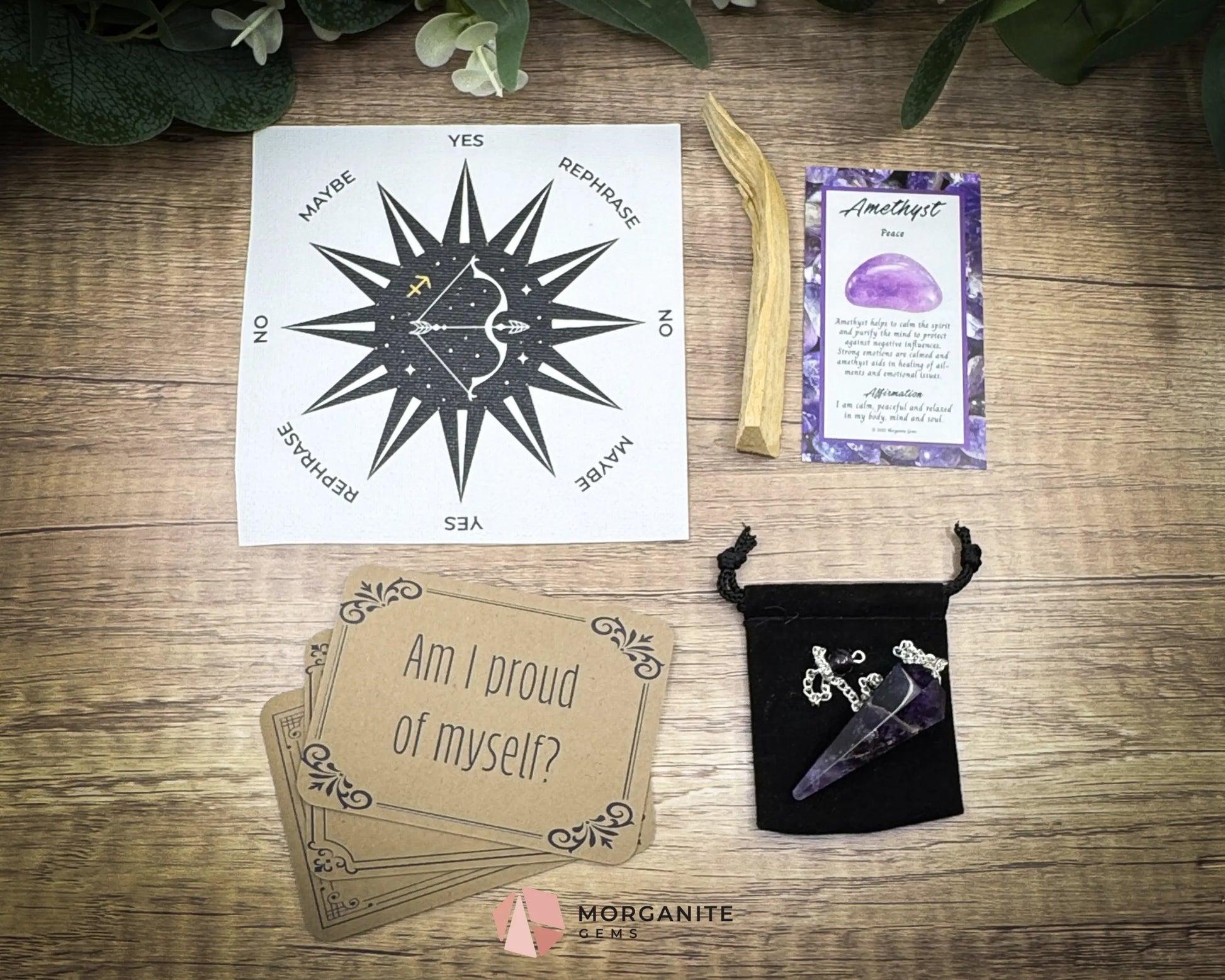 Sagittarius Pendulum Set – Crystal Divination Kit with Zodiac Mat Gift Box & Tools for Intuition Truth & Expansion