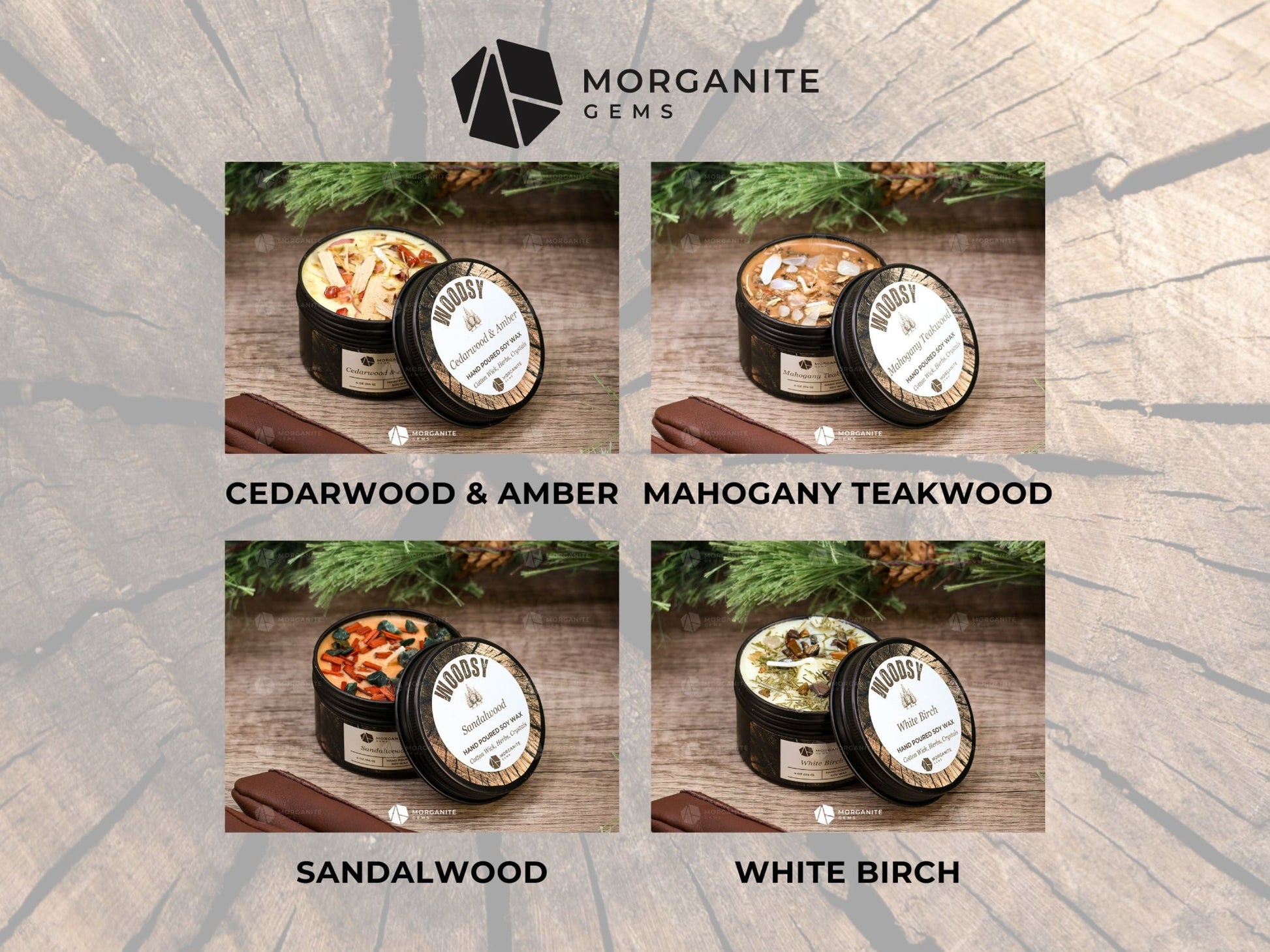 Woodsy Candles for Men-Morganite Gems