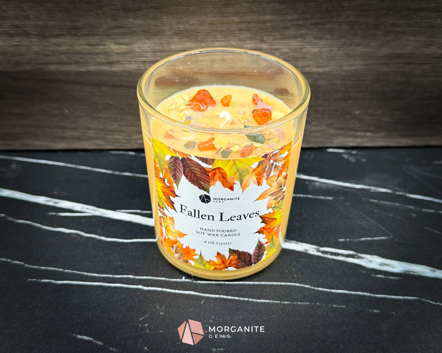Fallen Leaves Candle Collection – Choose Size | Autumn Crystal Candle & Wax Melts | Apple Berry Cinnamon | Fall Decor