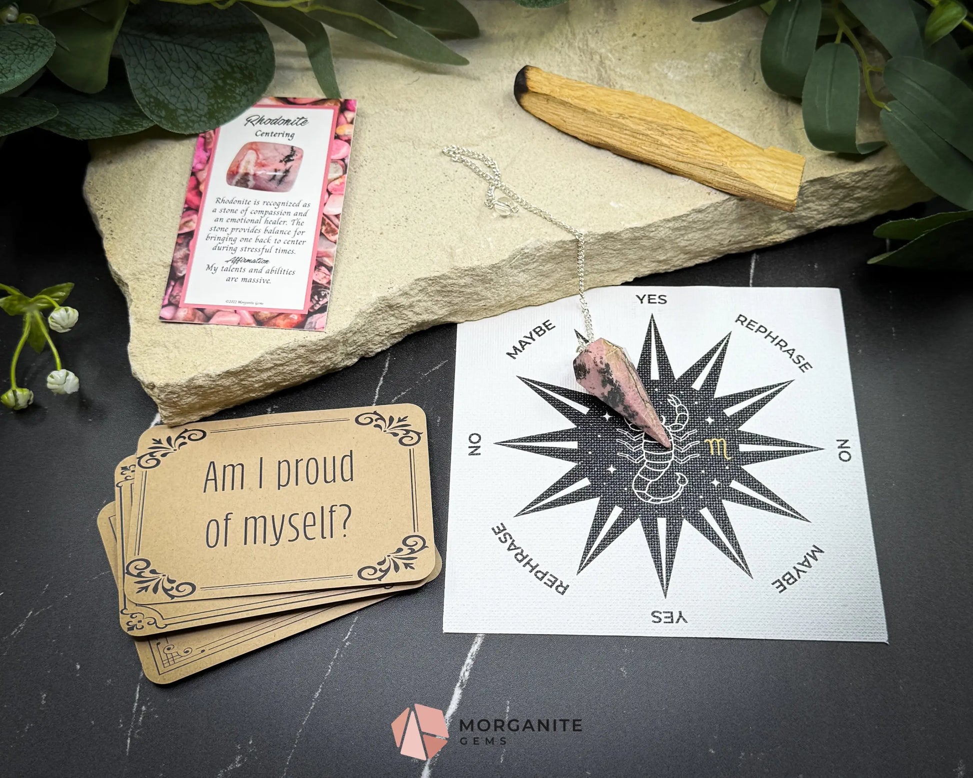 Scorpio Pendulum Set – Crystal Divination Kit with Zodiac Mat Gift Box & Tools for Emotional Strength & Intuition