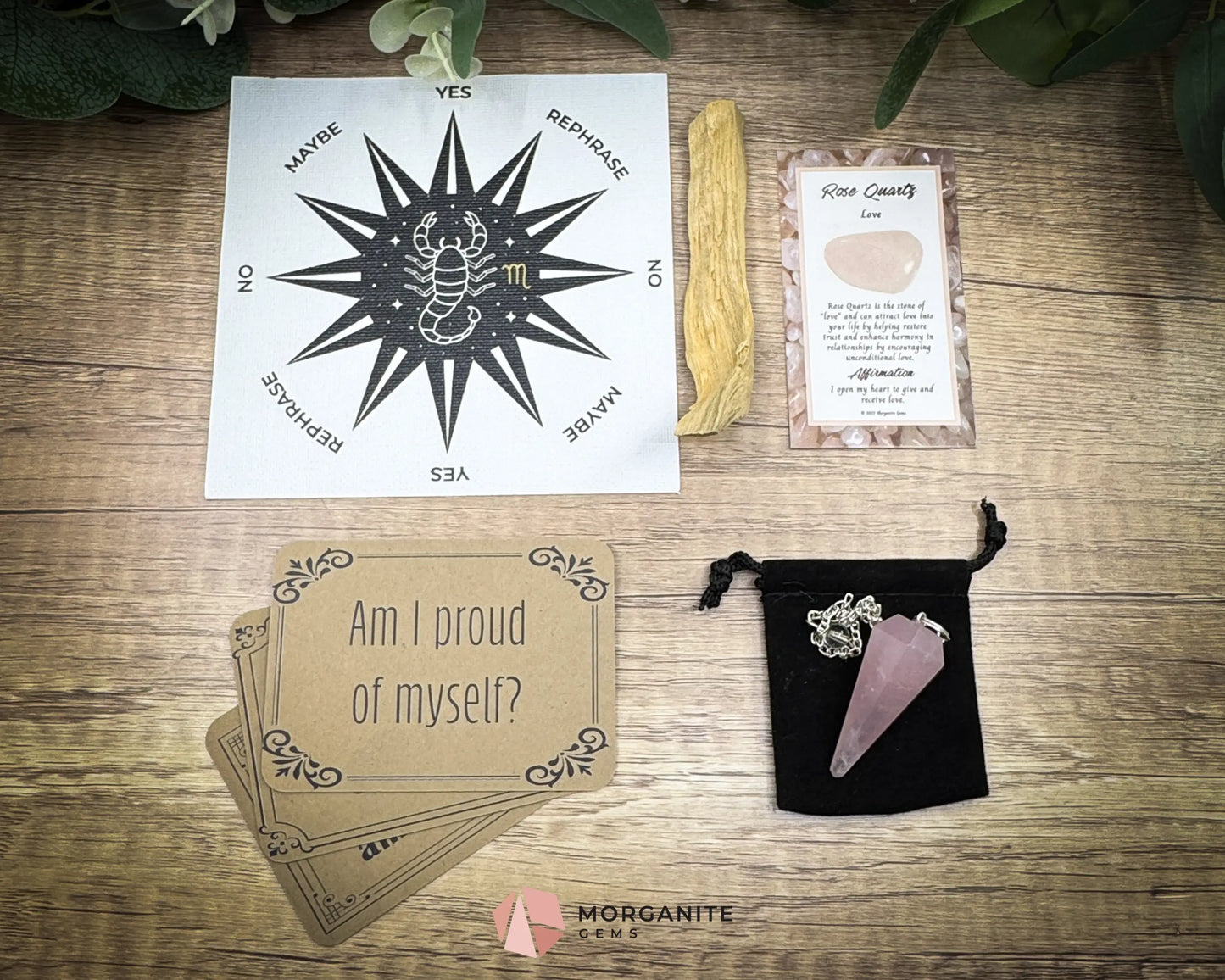 Scorpio Pendulum Set – Crystal Divination Kit with Zodiac Mat Gift Box & Tools for Emotional Strength & Intuition