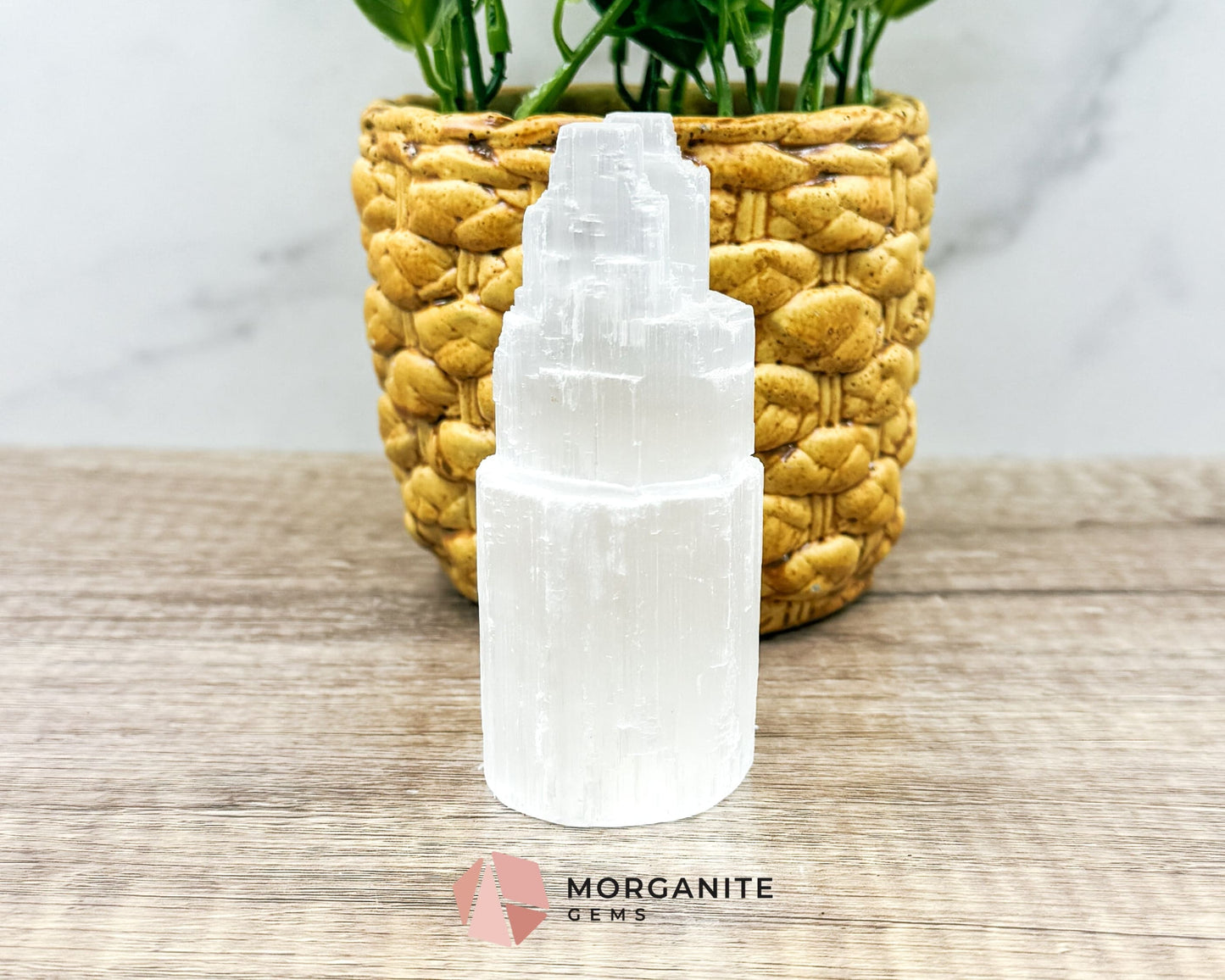 Selenite Twin Towers – Multiple Sizes for Energy and Elegance-Morganite Gems