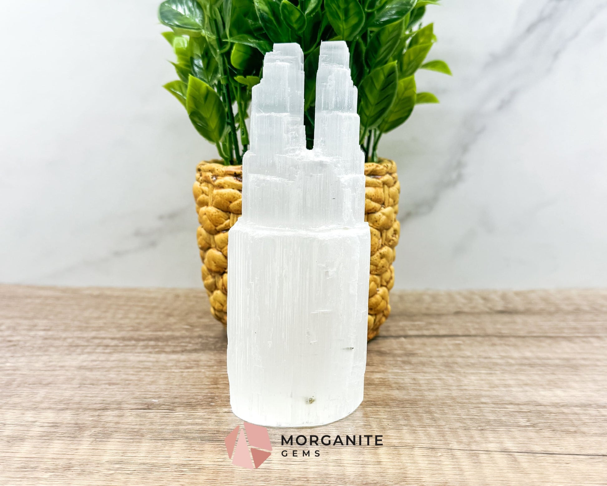 Selenite Twin Towers – Multiple Sizes for Energy and Elegance-Morganite Gems