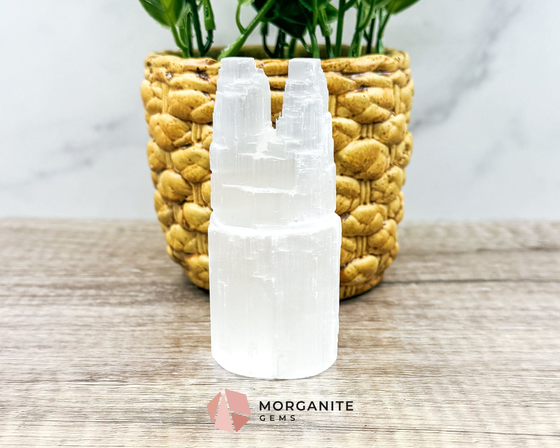 Selenite Twin Towers – Multiple Sizes for Energy and Elegance-Morganite Gems