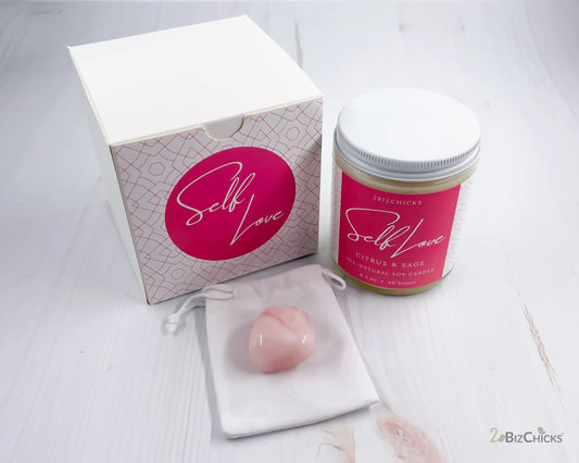 Self Love Scented Candle with Crystal-Morganite Gems