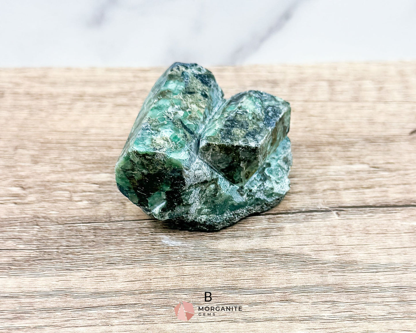 Semi-Polished Beryl Emerald in Feldspar and Biotite – Unique Mineral Specimen-Morganite Gems