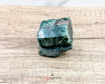 Semi-Polished Beryl Emerald in Feldspar and Biotite – Unique Mineral Specimen-Morganite Gems