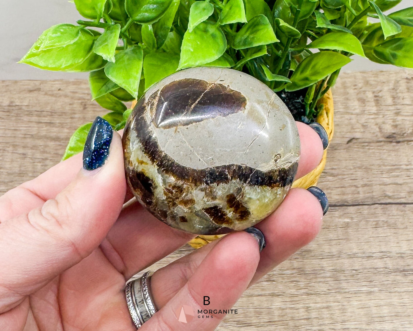 Septarian Calcite Nodule Palm Stone – Dragon Stone for Energy and Grounding-Morganite Gems