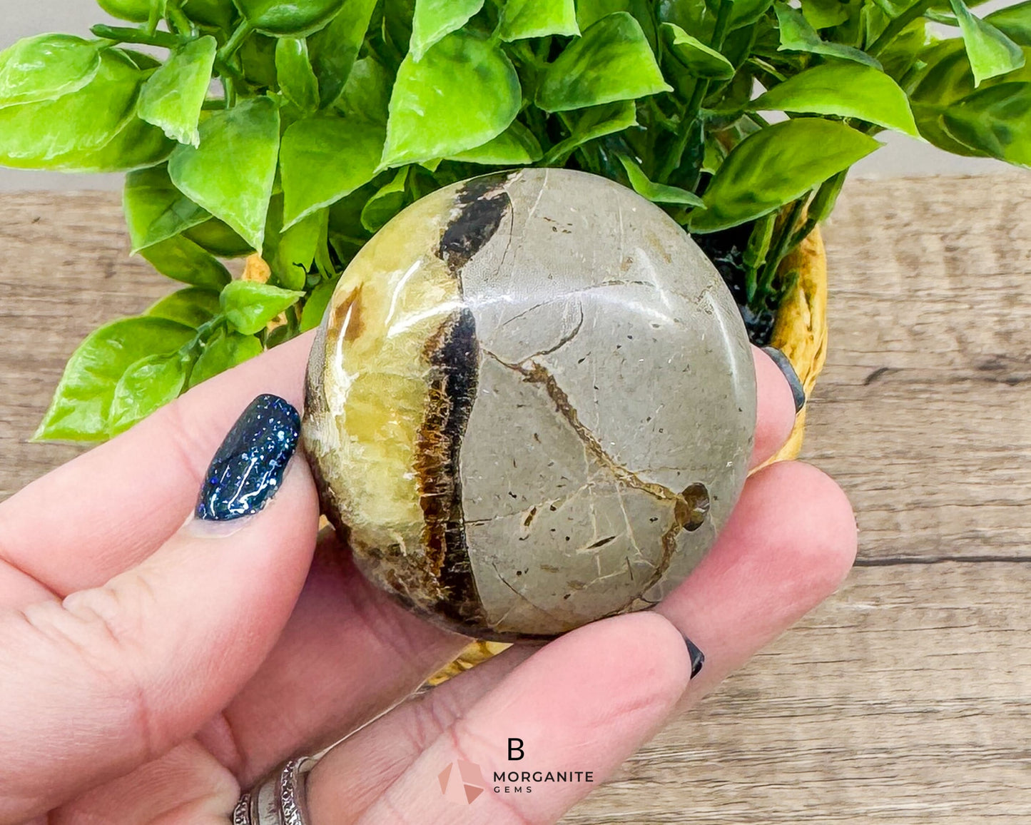 Septarian Calcite Nodule Palm Stone – Dragon Stone for Energy and Grounding-Morganite Gems