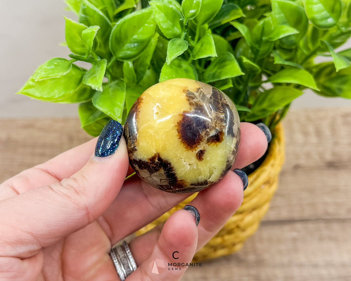 Septarian Calcite Nodule Palm Stone – Dragon Stone for Energy and Grounding-Morganite Gems