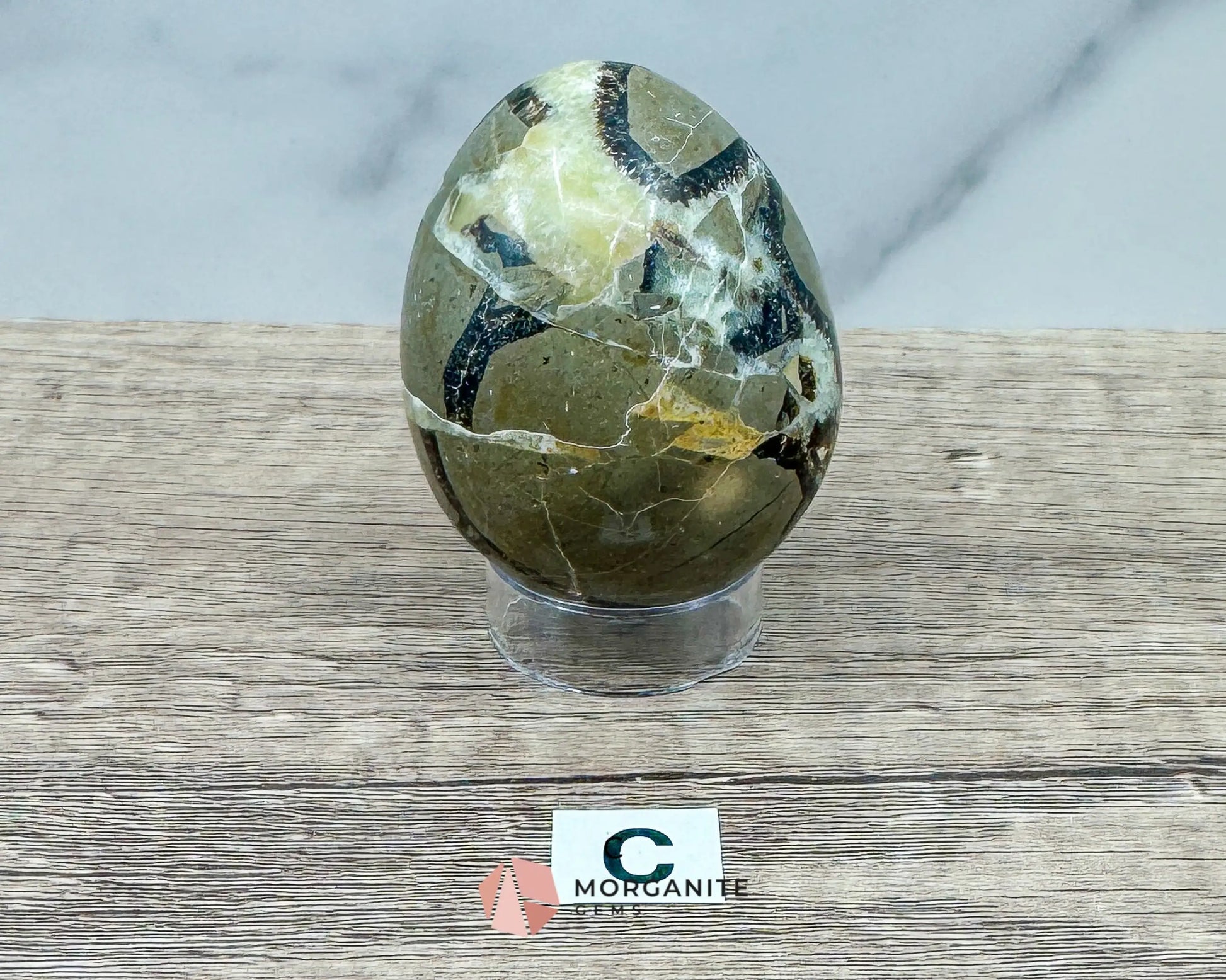 Septarian Dragon Egg (Brown Aragonite) – 4 Unique 2.5 Inch Eggs with Stand, 200g-250g-Morganite Gems