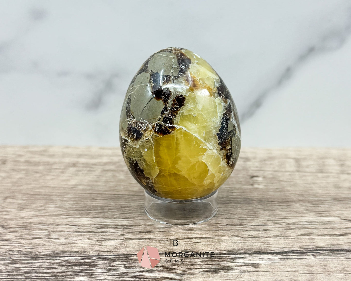 Septarian Dragon Egg (Brown Aragonite) – 4 Unique 2.5 Inch Eggs with Stand, 200g-250g-Morganite Gems